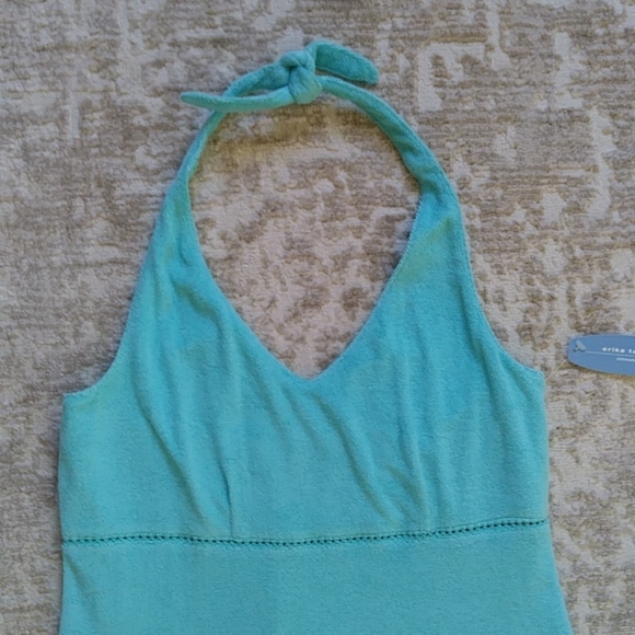 NEW Erika Taylor Intimates Halter Dress / Beach Cover Up Terrycloth S Green - Picture 14 of 16